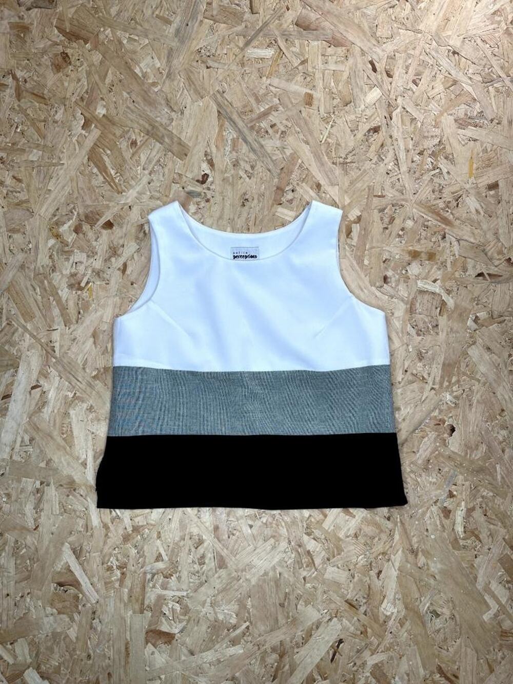 Petite Perceptions Tank Top Womens 6P Colorblock White Gray Black Sleeveless